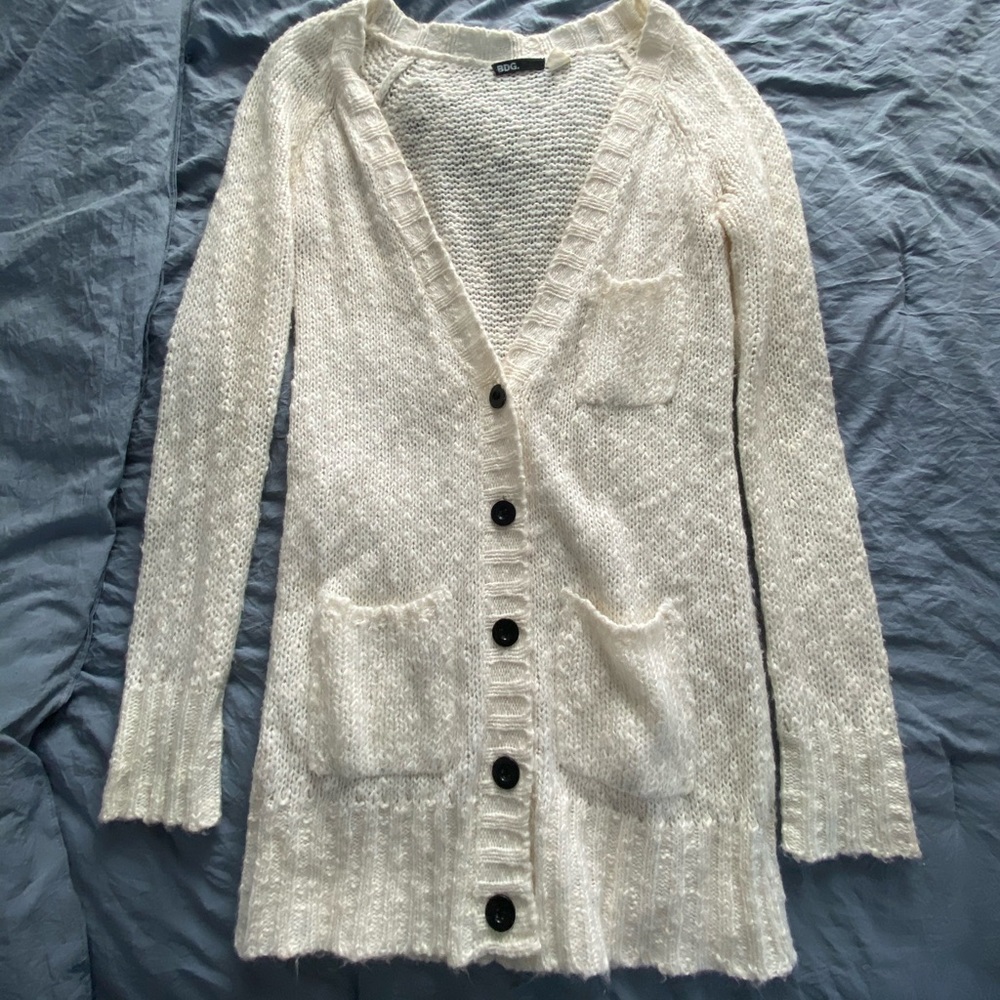 BDG White Cardigan Sweater